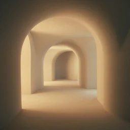 noisy color photograph of a retrofuturist liminal space, twisting hallways, minimalist, cinematic, soft vintage glow, 3d render, photorealism