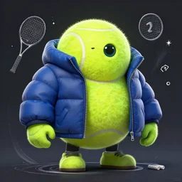 a tennis ball monsters, wearing a puffy jacket,, digital art, fantasy, magic, chalk, trending on artstation, ultra detailed, professional illustration by basil gogos