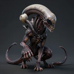 unreal engine, photorealistic xenomorph cat inspired by Giger, detailed,