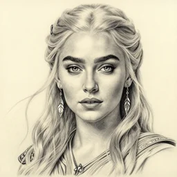 pencil drawing of beautiful daenerys targaryen as greek goddess aphrodite with arrowhead jewelry, beautiful piercing eyes, beautiful blonde hair flying in the wind, hyper realistic face, in the style of greg rutkowski, fantasy, amazing detail, epic, elegant, smooth, sharp focus, from the front