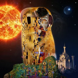 planet - sized tiger elephant in space, next to the sun and stars, giant castle, very wide shot, epic composition, hyper detailed, digital art, trending in artstation, cinematic lighting, studio quality, unreal engine 5 rendered, art style by klimt and nixeu and ian sprigger and wlop and krenz cushart