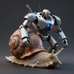 3 d photo of cyber morphic robotic animal giant snail, battle robot, matte painting trending on artstation hq