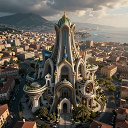 naples, drone view, solarpunk