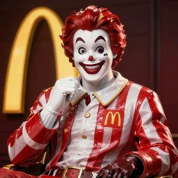 Screenshot of Ronald McDonald in the game Bloodborne, highly detailed