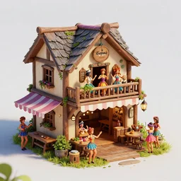tiny, medieval era tavern with exotic dancers, exterior, two stories, vaporwave aesthetics, 8 k uhd, unreal engine, octane render in the artstyle of finnian macmanus, john park and greg rutkowski