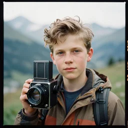 kodak portra 4 0 0, 8 k, highly detailed, britt marling style 3 / 4 photographic close, press award winning colour portrait of a handsome hiking alps boy, up face with 1 9 2 0 s hairstyle, 1 9 2 0, 1 9 2 0 s style, asymmetrical, hasselblad x 1 d - 5 0 c, 1 0 0 mm f 1. 8, soft light