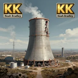 A surreal landscape around a failing nuclear reactor by Noah Bradley, 4k, award winning artwork