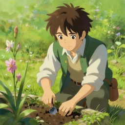painting of bilbo baggins tending to his garden highly detailed, digital painting, concept art, sharp focus, by makoto shinkai
