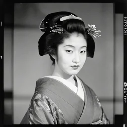 Portrait Photograph of a Japanese Geisha Kodak Eastman Double-X Black and White Negative Film 5222