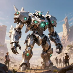rockbreaker machine mecha animal beast robot of horizon forbidden west horizon zero dawn bioluminiscence global illumination ray tracing hdr fanart arstation by sung choi and eric pfeiffer and gabriel garza and casper konefal