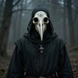 medieval wearing plague doctor plague doctor bone beakmask gloomy