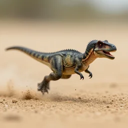 kodak portra 4 0 0, 5 0 mm leica summicron f 1. 2, action photography, macro, award winning photo of a tiny dinosaur running very fast on the sand, dirt and dust, fast shutter speed, motion blur, tiny gaussian blur, highly detailed, highly intricate, depth of field, national geographic