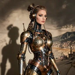 photography of beautyful female android steampunk by sebastiao salgado,