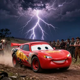 romanticism painting of lightning mcqueen during the french revolution, by eugene delacroix
