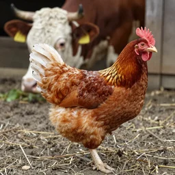 A cow chicken