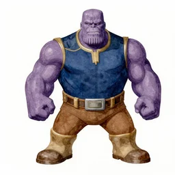 captain underpants fighting thanos, watercolor