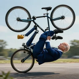 cinematic artwork of joe biden falling off a bicycle, artwork by rutowski, realistic, 4 k, masterpiece