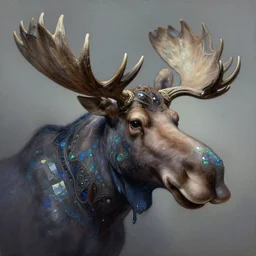 anthropomorphic limacon trisectrix head in opal edgy darkwakefieldite moose, futuristic, tim hildebrandt, intricate, elegant, highly detailed being, digital painting, artstation, concept art, smooth, sharp focus, illustration, art by artgerm, bob eggleton, michael whelan, stephen hickman, richard corben, wayne barlowe, very intricate cinematic composition, beautiful psychedelic dmt lighting, hyper detailed, 8 k, oil on canvas 8 k