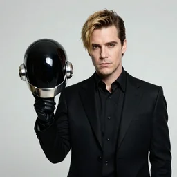 Gus fring as Thomas Bangalter from daft punk, holding mask in hand, 4k