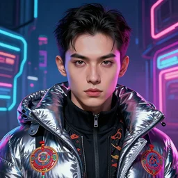 etailed portrait virgul, neon operator, cyberpunk futuristic neon, reflective puffy coat, decorated with traditional chinese ornaments by ismail inceoglu dragan bibin hans thoma greg rutkowski alexandros pyromallis nekro rene maritte illustrated, perfect face, fine details, realistic shaded, fine - face, pretty face