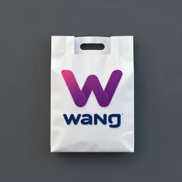 minimalist 3 d trendy imagotype logotype design for plastic bag factory called wang that represents the future, sleek, fresh cool colors, trending on behance