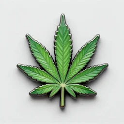 a green translucent marijuana leaf enamel pin. caustics + ray - tracing.