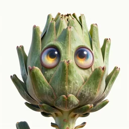 a humanoid figure thistle monster with large glowing eyes, highly detailed, digital art, sharp focus, trending on art station, artichoke, anime art style