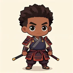 a cute african samurai warrior, cute chibi anime style, artstation, deviantart, pinterest, yasuke 5 0 0 px models