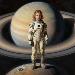 painting, young girl, beautiful face, gorgeous, standing on the surface of titan, rings of saturn, cinematic lighting, eva suit, sad, wallpaper, extremely detailed, sharp focus, by greg rutkowski and [ [ [ wlop ] ] ], intricate, beautiful, award winning, trending on artstation, pixiv