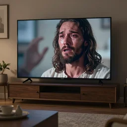 Jesus crying watching modern television shows.