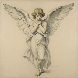 loose dry brush sketch on canvas of an angel by degas