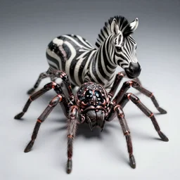 high quality digital art Spider and zebra spliced together, detailed, scary, 4k,