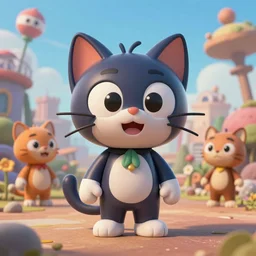 a cartoony cat,  in the style of Rayman origins, michael ancel, Ruan Jia and Mandy Jurgens and Greg Rutkowski, trending on Artstation, award winning, unreal engine, octane render W 1024