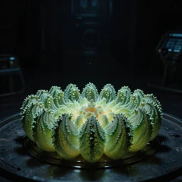 fractal aspic aspic meal, in 1 9 9 5, y 2 k cybercore, industrial low - light photography, still from a ridley scott movie