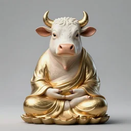 cow budda, high quality illustration, digital art