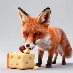 fox eating cheese unreal engine very detailed photo illustration photorealistic trending on artstation unsplash