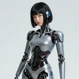 beauty cyberpunk woman, robotic,  trending on artstation, by Hajime Sorayama and Boris Vallejo