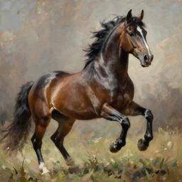 one horse eight legs, majestic, powerful, extreme detail, fine art, oil painting