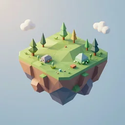 floating island in the sky, low poly, isometric art, 3d art, high detail, artstation, concept art, behance, ray tracing, smooth, sharp focus, ethereal lighting