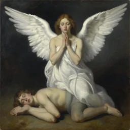 the unconscious angel's temptation, oil on canvas, surrealism