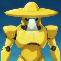 yellow mecha with flat conical head, spotlight in middle of face, Keetongu Bionicle, by Greg Rutkowski