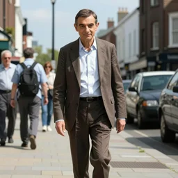 mr. bean walks down a street on a sunny day by anna ancher