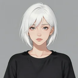 portrait of a woman with short white hair, medium shot, illustration, highly detailed, high quality, by rohan kishibe