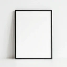 a minimalist boho mockup photo with large blank frame, in a white studio, white walls, trending on pinterest and etsy