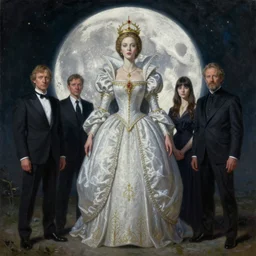 the queen of the moon by zdzisław beksiński, dariusz zawadzki, jeffrey smith and h.r. giger, oil on canvas, 8k highly professionally detailed, trending on artstation