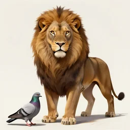 griffin with the body of a lion and a head of a pigeon, digital art, illustration, highly detailed, artstation