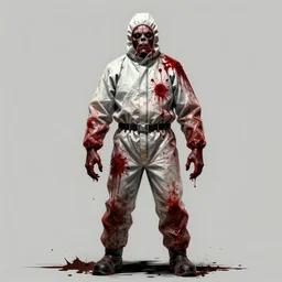 bloody hazmat suit zombie, sinister by Greg Rutkowski