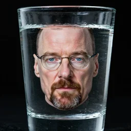 walter white's face in a glass, walter white's face made of water, glass, a glass of water