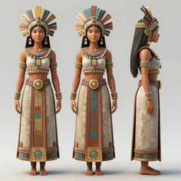 character sheet of an aztec princess, concept art, highly intrincate, front and side, unreal engine, octane render, 4 k, artstation, cgsociety, by arnold bocklin