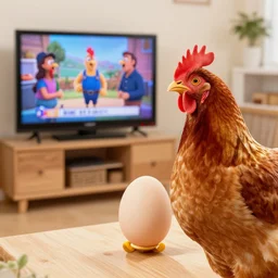 an egg watching chicken tv shows